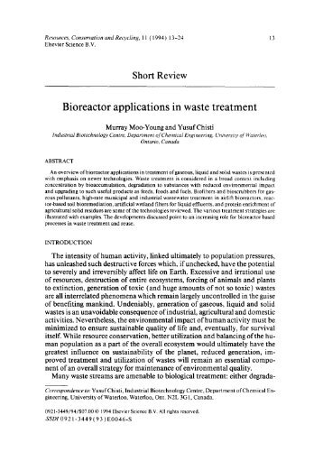 Bioreactor applications in waste treatment - Massey University