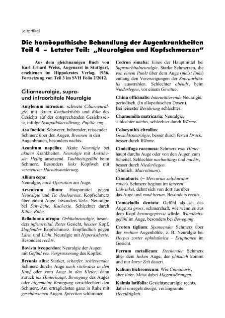 Die homöopathische Behandlung der Augenkrankheiten Teil 4 ...