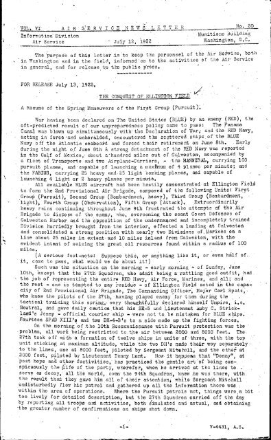 News Letter 1922 Jul-Dec - Air Force Historical Studies Office