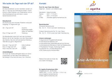 Kniegelenkarthroskopien - St. Agatha-Krankenhaus gGmbH