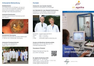Innere Medizin und Intensivmedizin - St. Agatha-Krankenhaus gGmbH
