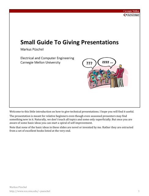 Markus Puschel Small Guide To Giving Presentations