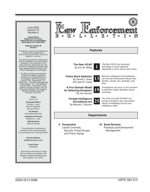 F B I Law Enforcement Bulletin - June 2003 Issue