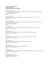 University of West Georgia History Department Masters Theses and ...