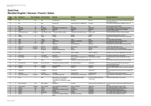 Gold First Wordlist English / German / French / Italian - Pearson ...