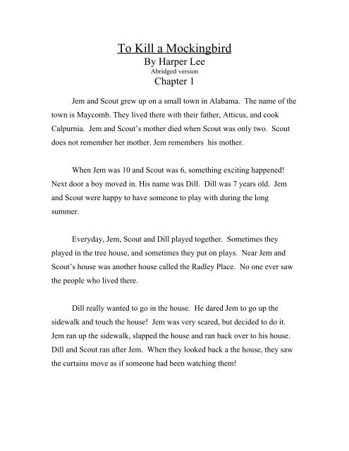 To Kill A Mockingbird summary - Independent School District 196