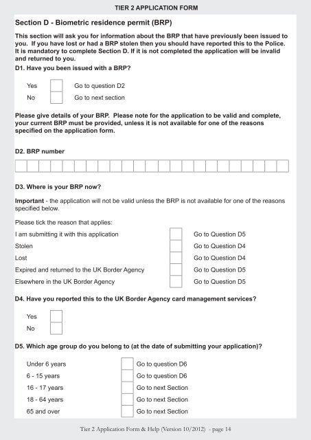 Tier 2 Application Form - UK Border Agency - the Home Office