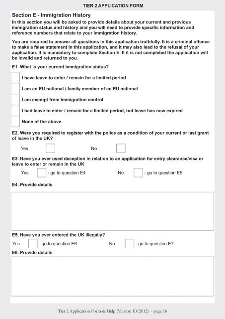 Tier 2 Application Form - UK Border Agency - the Home Office