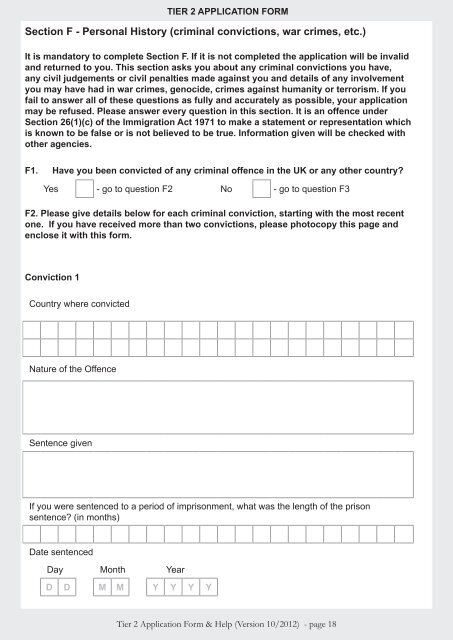 Tier 2 Application Form - UK Border Agency - the Home Office