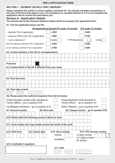 Tier 2 Application Form - UK Border Agency - the Home Office