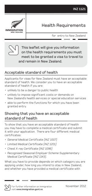 Health Requirements (INZ 1121) PDF - Immigration New Zealand