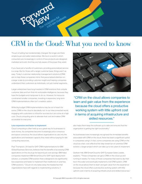 CRM in the Cloud: What you need to know - IBM