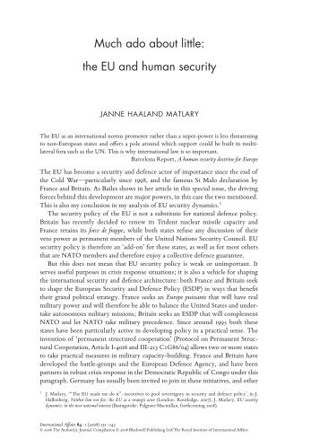 Much ado about little: the EU and human security - Chatham House