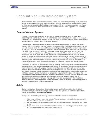 ShopBot Vacuum Hold-down System - ShopBot Tools