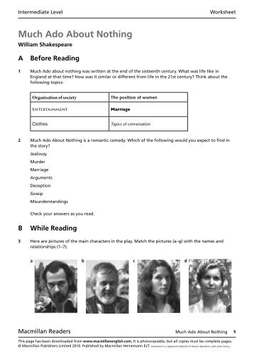 Much Ado About Nothing Worksheet - Macmillan Readers