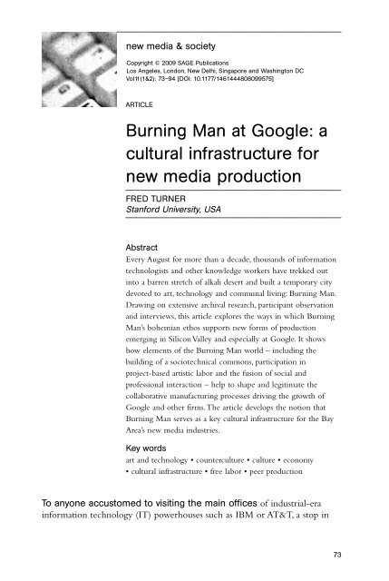 Burning Man at Google - Fred Turner - Stanford University
