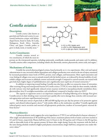 Centella Asiatica - Alternative Medicine Review Monograph