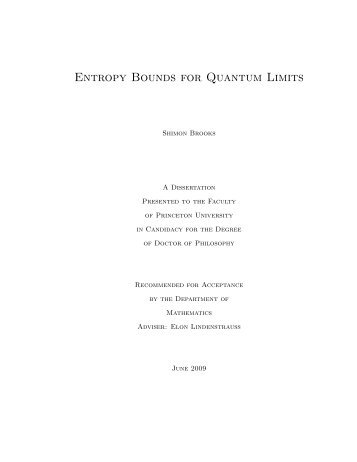 Entropy Bounds for Quantum Limits - SUNY, Stony Brook