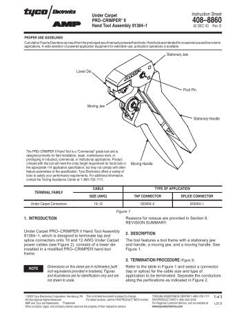 Under Carpet PRO-CRIMPER II Hand Tool Assembly 91384-1