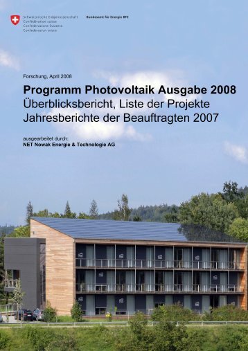 Programm Photovoltaik Ausgabe 2008 ... - Bundesamt für Energie BFE
