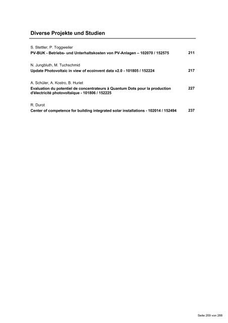 Programm Photovoltaik Ausgabe 2008 ... - Bundesamt für Energie BFE