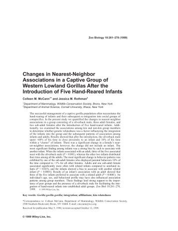 Changes in nearest-neighbor associations in a captive group of ...