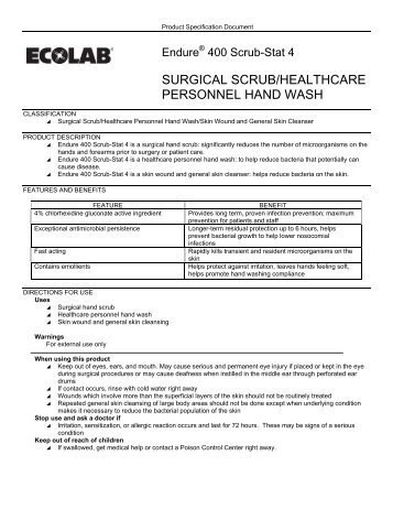 surgical scrub/healthcare personnel hand wash - Ecolab Health