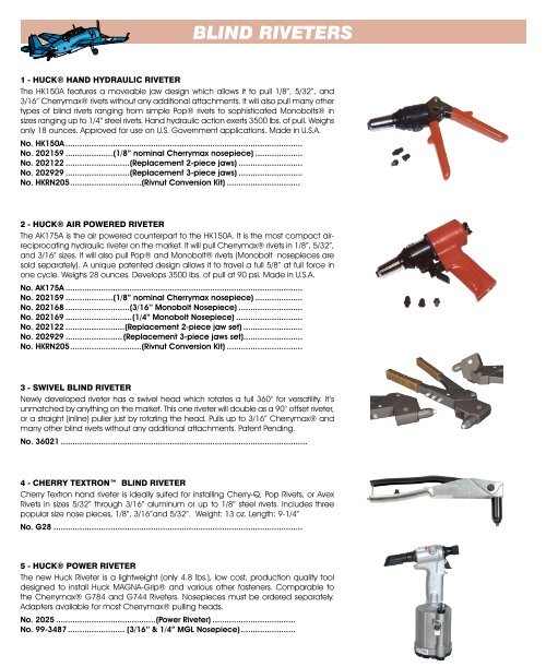 Industrial Compact Air Hydraulic Rivet Tool- 5/32, Vacuum Type