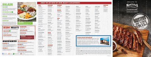 Montanas menu deals