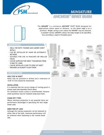 MINIATURE ANCHOR RIVET BUSH - H.W.Eckhardt Corporation