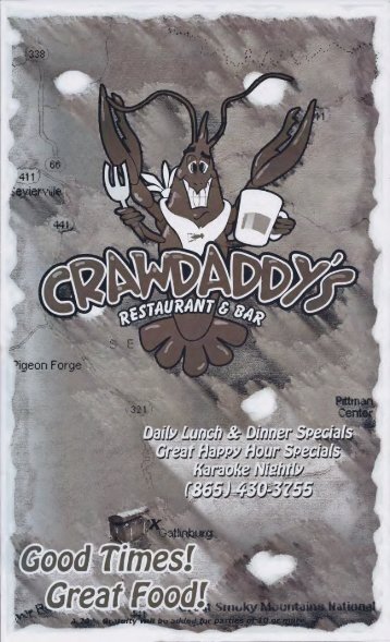 Crawdaddys Restaurant & Bar Menu Gatlinburg (865) 430-3755