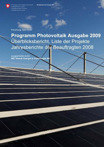 Programm Photovoltaik Ausgabe 2009 ... - Bundesamt für Energie BFE