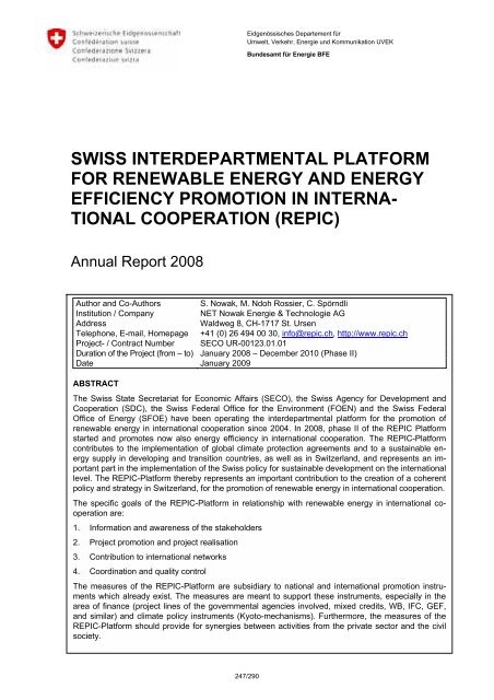 Programm Photovoltaik Ausgabe 2009 ... - Bundesamt für Energie BFE