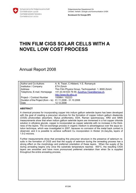 Programm Photovoltaik Ausgabe 2009 ... - Bundesamt für Energie BFE