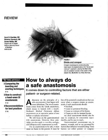 Article: Bowel Anastomosis Technique (PDF) - Plastic Surgery Internal