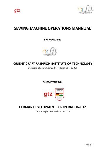 sewing machine operations mannual prepared by: orient craft - smallB