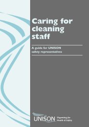 Caring for Cleaning Staff - safety rep guide - Unison