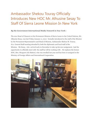 Ambassador Shekou Touray Officially Introduces New HOC Mr ...