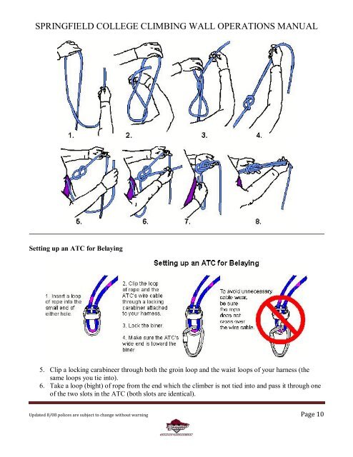 CLIMBING WALL OPERATIONS MANUAL