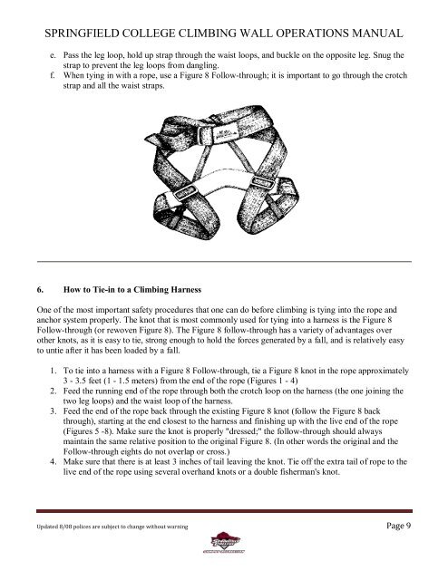 CLIMBING WALL OPERATIONS MANUAL