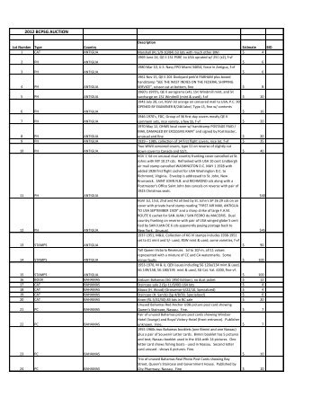 2012 BCPSG AUCTION - British Caribbean Philatelic Study Group