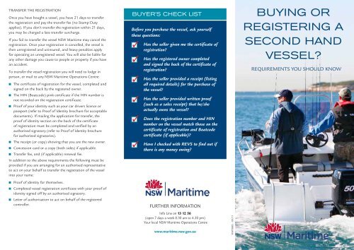 buying or registering a seConD hanD vessel? - NSW Maritime