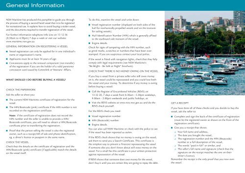 buying or registering a seConD hanD vessel? - NSW Maritime