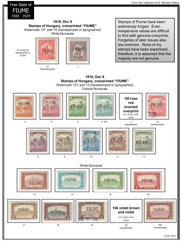 Free State of Stamps of Fiume have been extensively forged. Even ...