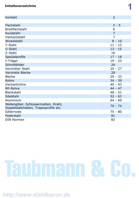 Z-Stahl - Taubmann &amp; Co. Stahlhandel &amp; Service GmbH