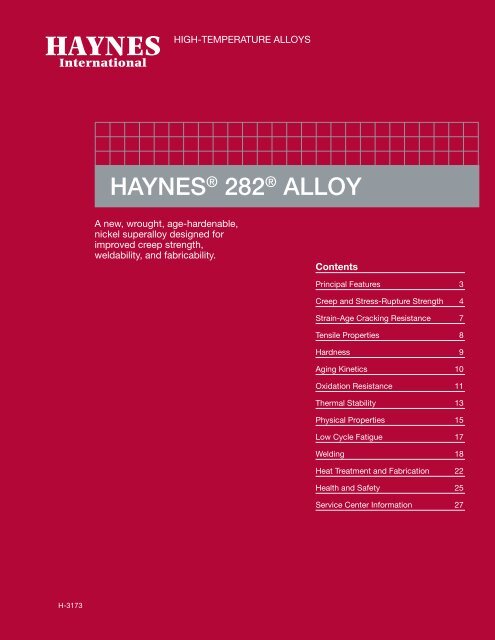 HAYNES® 282® ALLOY - Haynes International, Inc.