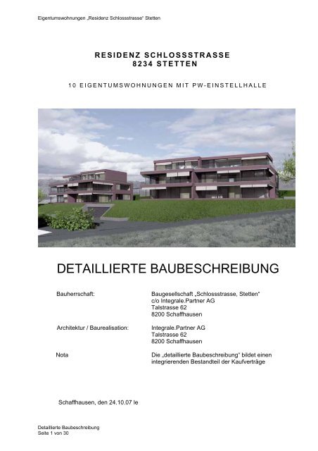 DETAILLIERTE BAUBESCHREIBUNG - Bührer & Partner ...