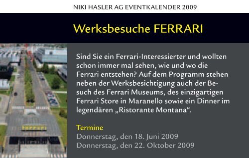 Eventkalender 2009 Niki Hasler AG