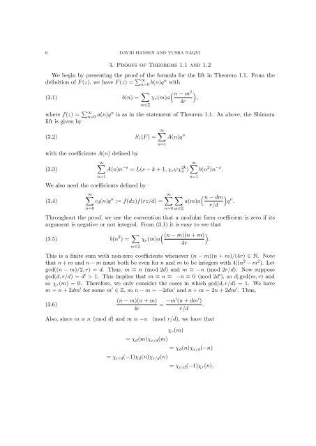 Shimura lifts of half-integral weight modular forms - Department of ...