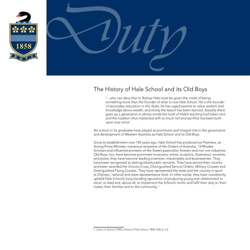 The History of Hale School and its Old Boys - Old Haleians Association